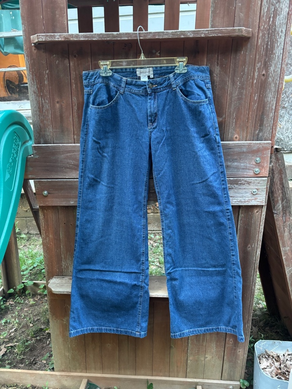 TEX BY MAX AZRIA Wide-Leg Jeans in Blue Denim Size 32